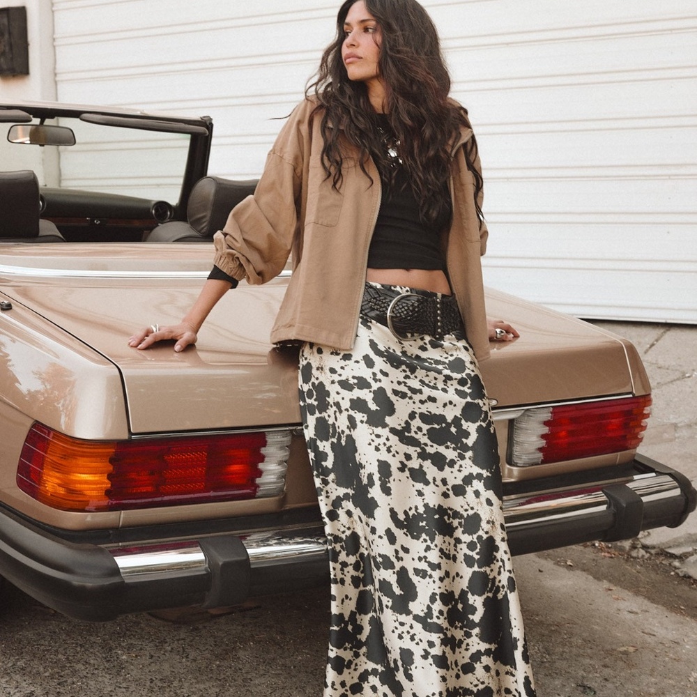 12th Tribe Kacey Cowhide Maxi Skirt Size S